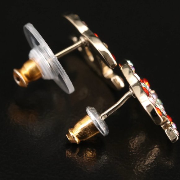Chanel Multicolor Rhinestone CC Stud Earrings - Picture 4 of 6
